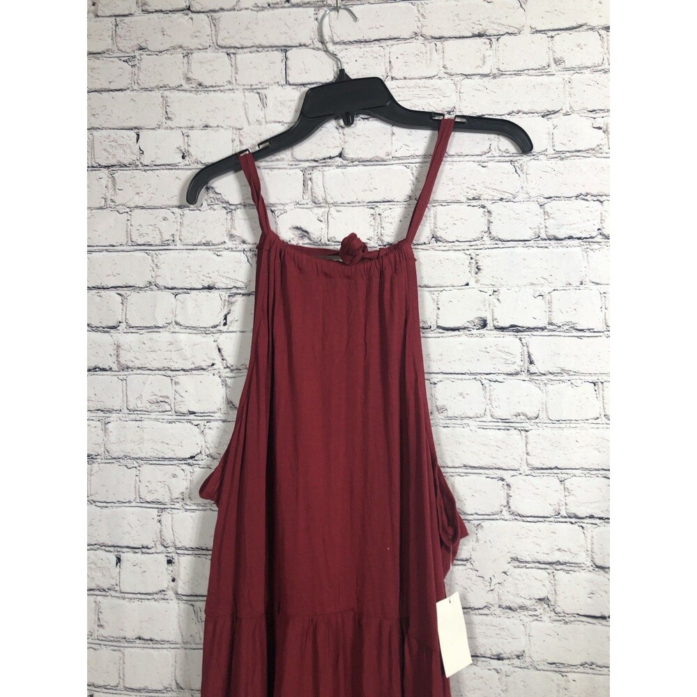 Caslon Women's Maxi Dress Halter Neck Tiered Knit Maroon Red XXL - Picture 6 of 7